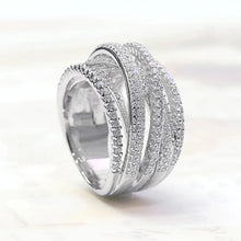 Huitan Trendy Cross Cubic Zirconia Ring for Women