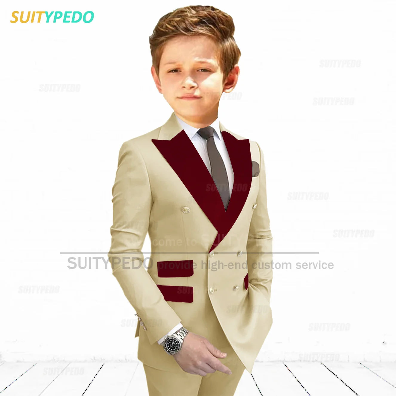 Slim Fit Peaked Lapel Formal Blazer and Pants Two Piece Suit