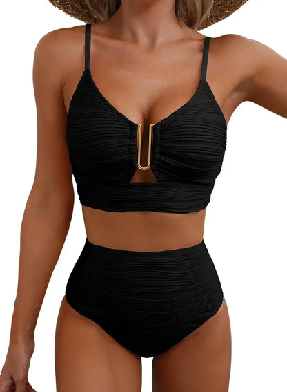 Women’s High-Waist Cutout Two-Piece Bikini Set