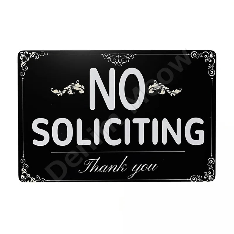 Funny No Soliciting Vintage Metal Tin Sign