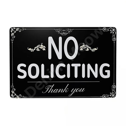Funny No Soliciting Vintage Metal Tin Sign