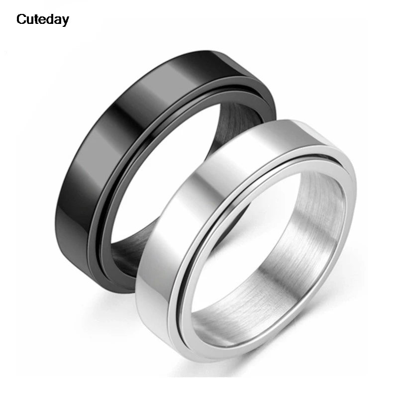 Stainless Steel Anti-Anxiety Fidget Spinner Ring