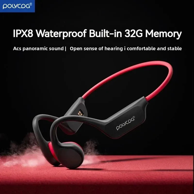 IPX8 Waterproof Bone Conduction Headphones with Built-in 32GB MP3 & Bluetooth 5.3