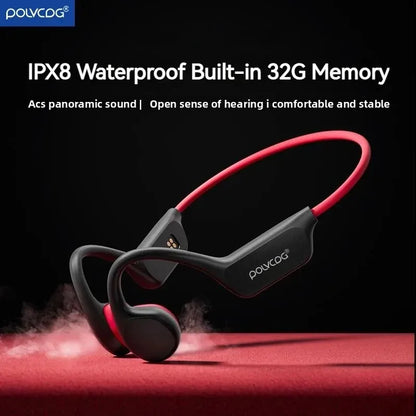 IPX8 Waterproof Bone Conduction Headphones with Built-in 32GB MP3 & Bluetooth 5.3
