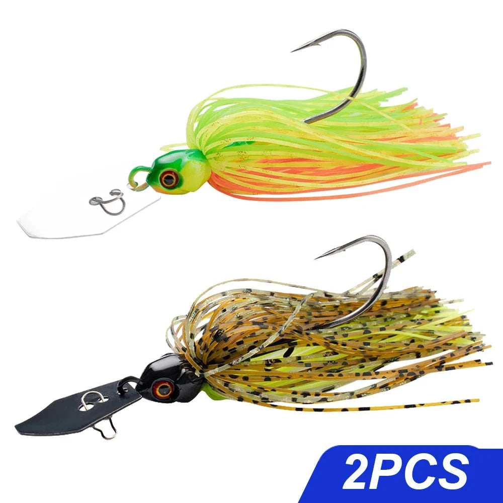 Chatter Weedless Metal Blade Rubber Jig Head Spinner Bait Lures Kit