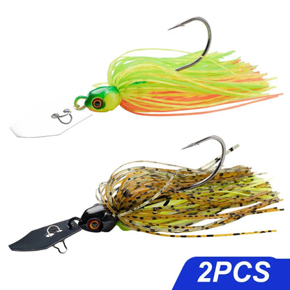 Chatter Weedless Metal Blade Rubber Jig Head Spinner Bait Lures Kit