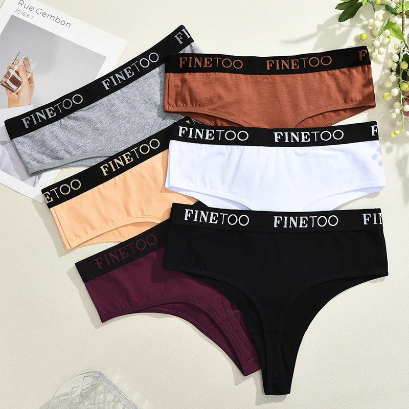 FINETOO 8-Pack Women's High-Cut Soft Cotton Thongs