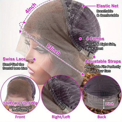 32" Straight Highlight Lace Front Human Hair Wig