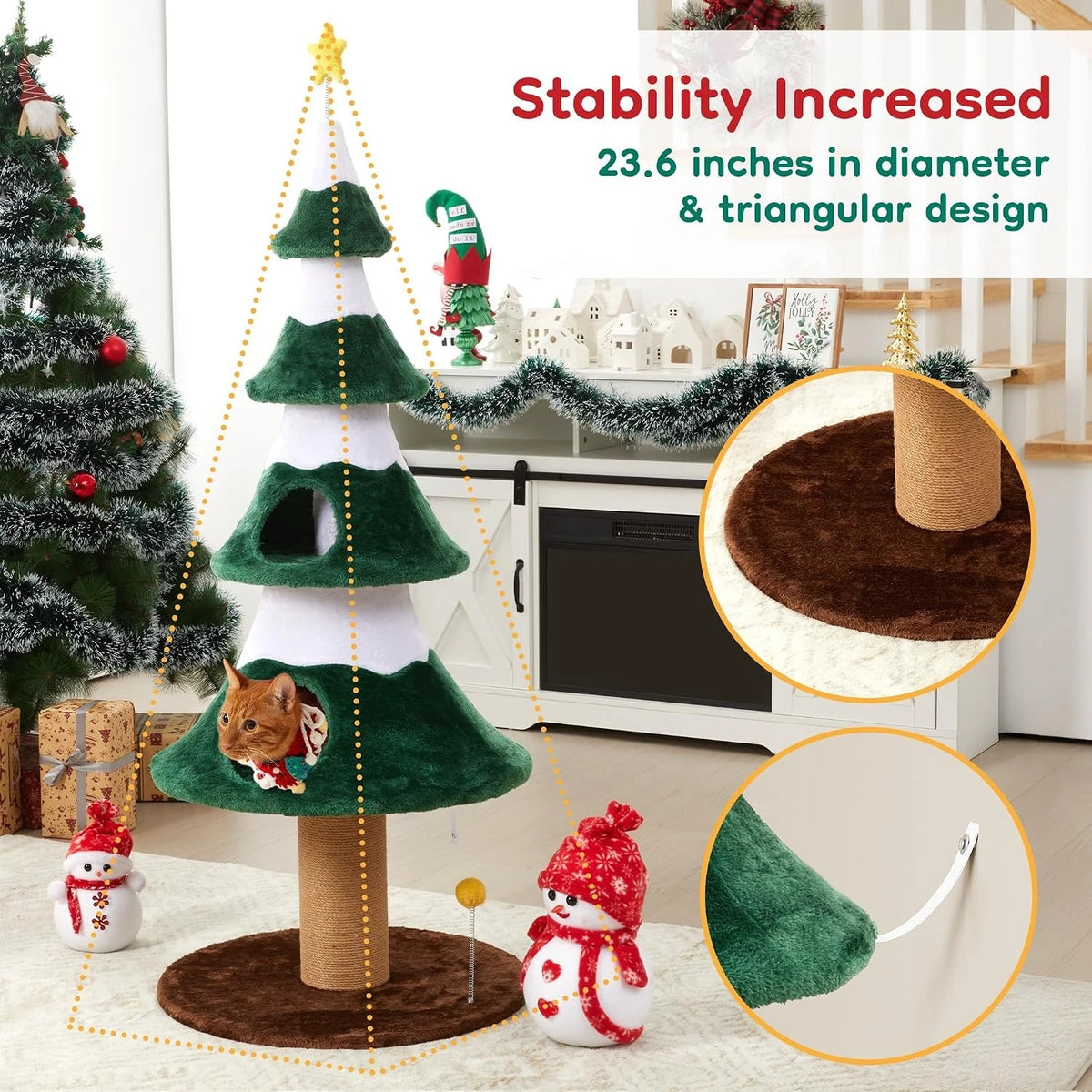 62" Christmas Cat Tree Tower – Festive Indoor Climbing Gym & Condo for Cats