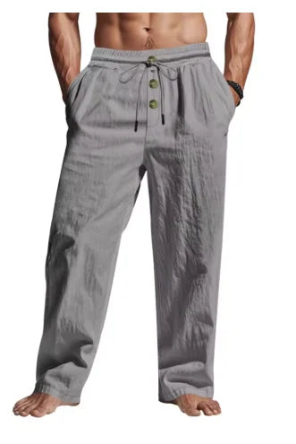Cotton and Linen Summer Solid Color Loose Breathable Thin Pants