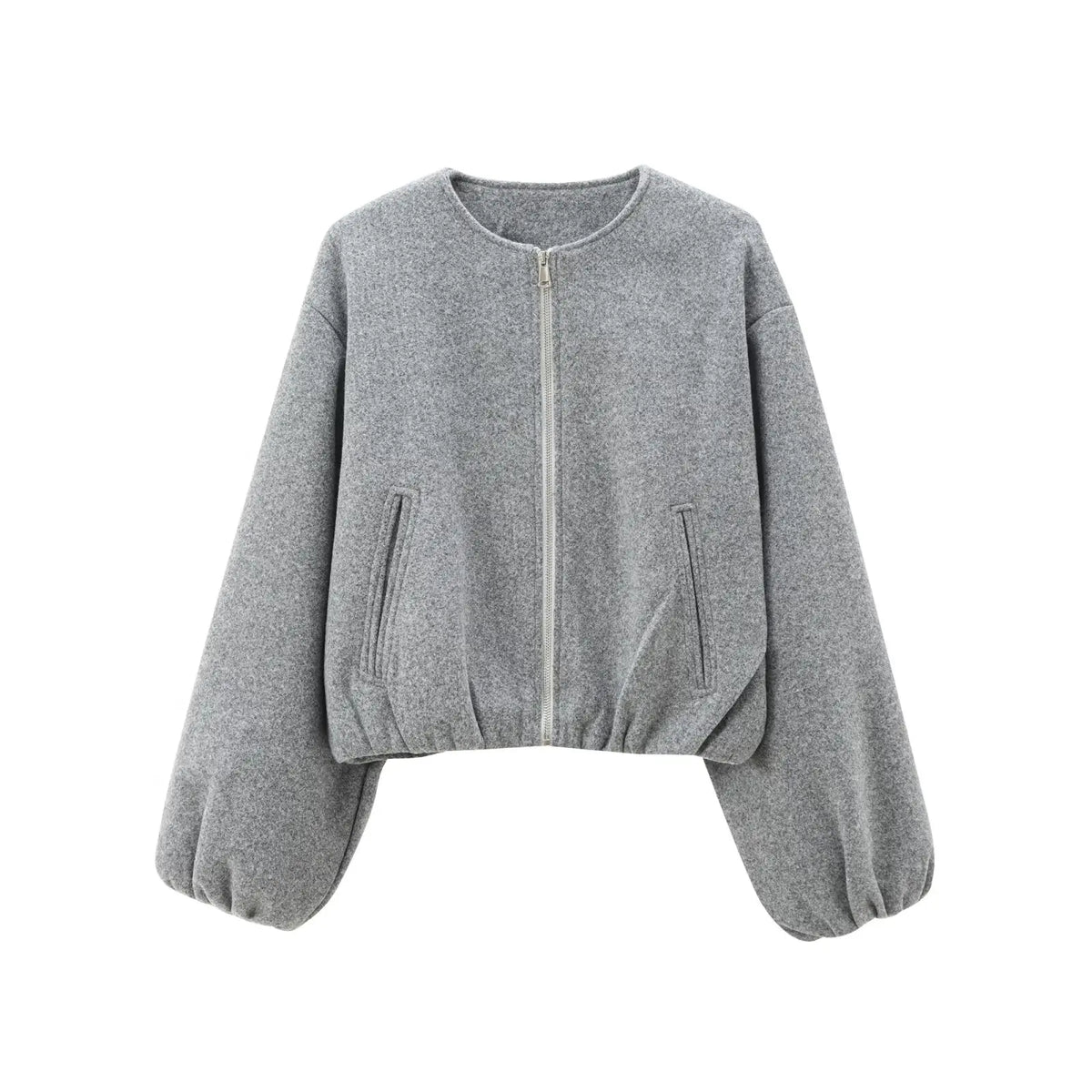 MUJER Women's Casual Cropped Fleece Bomber Jacket