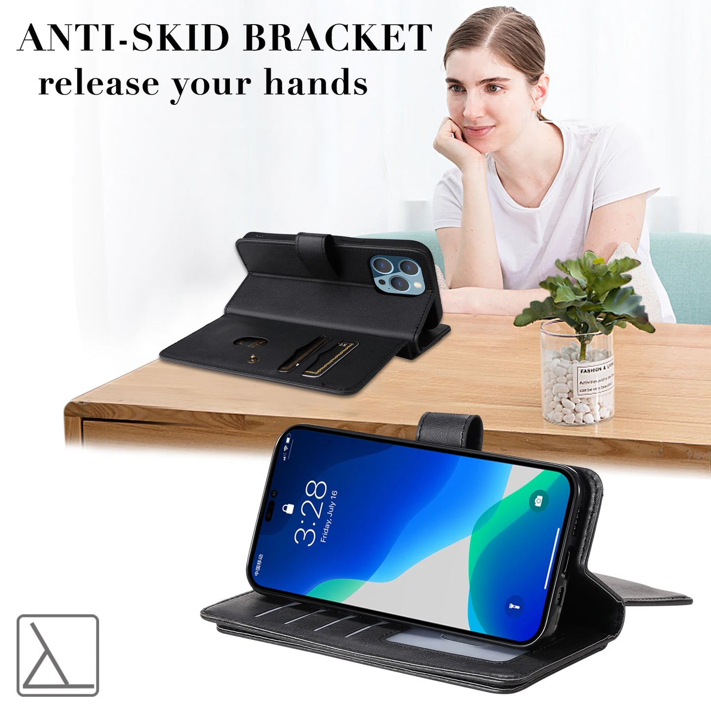 Samsung Leather Storage Compartment Flip Card Slot Wallet Case