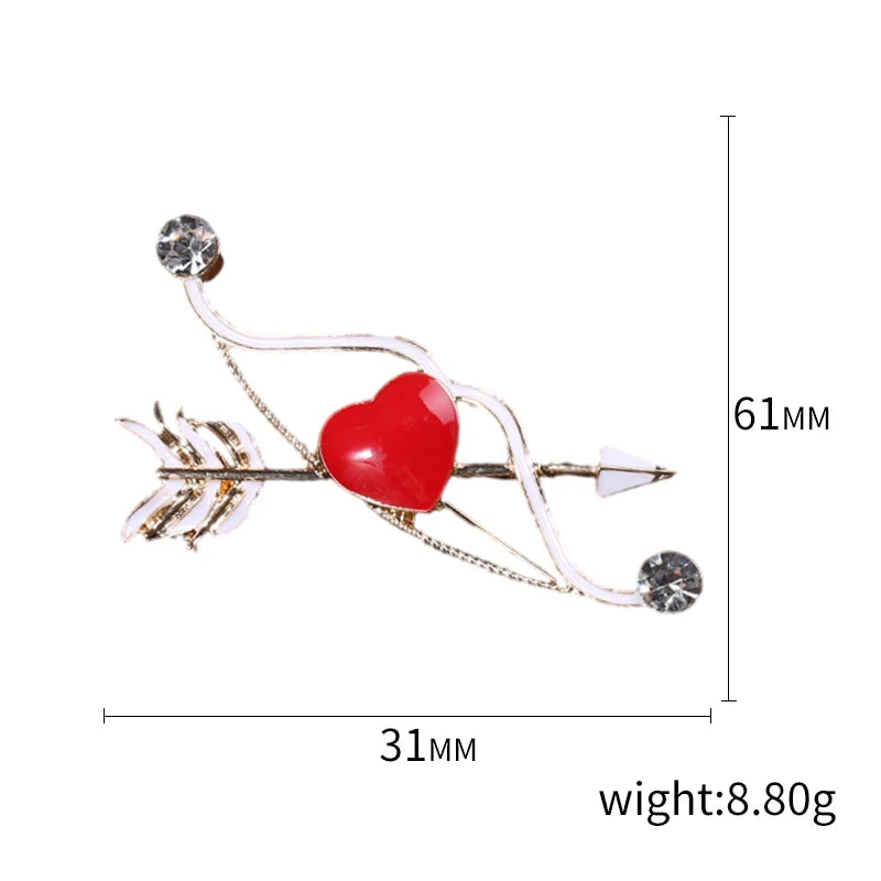 Valentine's Day Romantic Rhinestone Heart Brooches