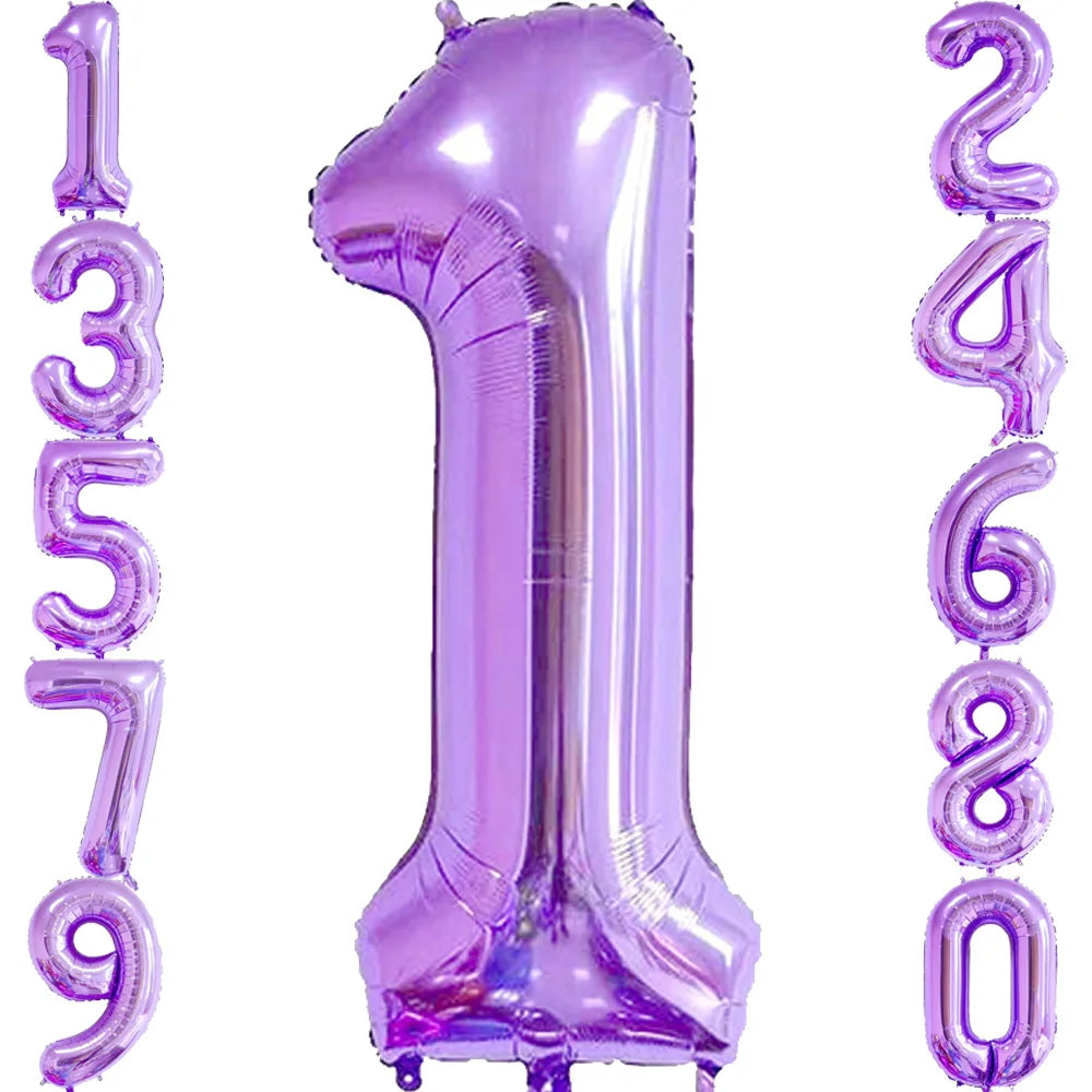 40-Inch Purple Number Foil Balloons
