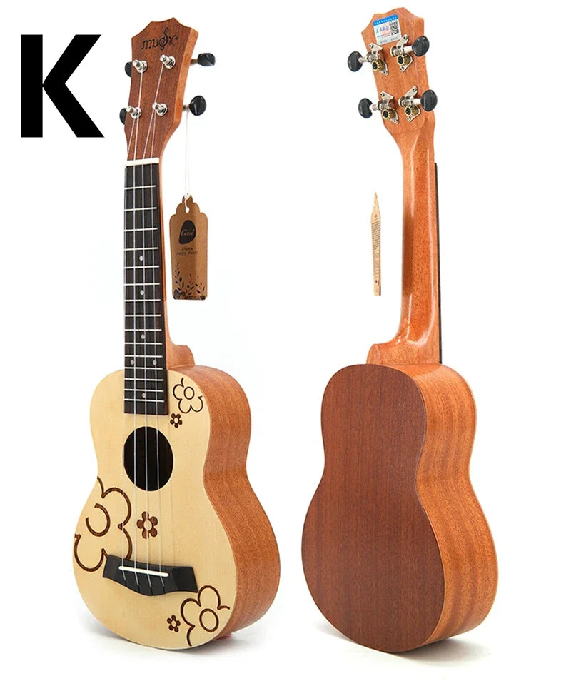 21-Inch Soprano Ukulele Starter Kit - Mahogany Wood & Nylon Strings