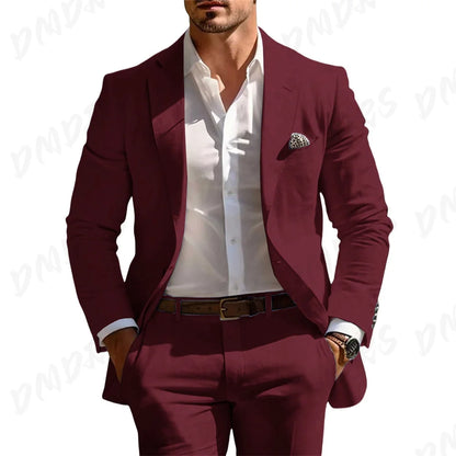 Men’s Formal Slim-Fit Suit Set – Premium Single-Breasted Wedding & Business Tuxedo
