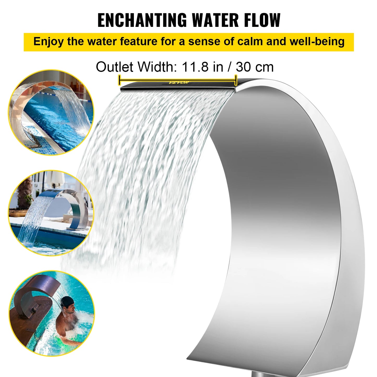 Stainless Steel Waterfall Pool Fountain for Inground & Above Ground Pools