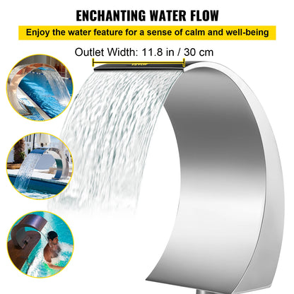 Stainless Steel Waterfall Pool Fountain for Inground & Above Ground Pools