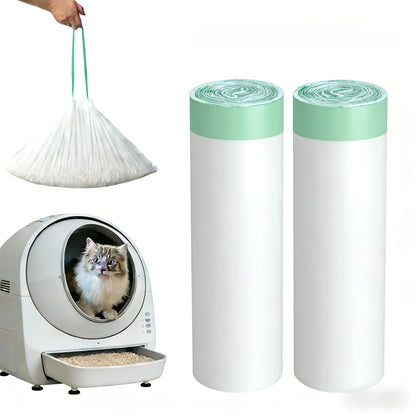 Heavy-Duty Drawstring Cat Litter Box Liners – Universal Fit Waste Bags for Automatic & Standard Litter Boxes