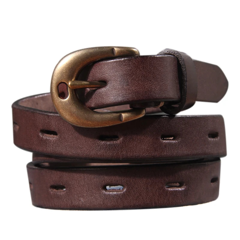 Retro Genuine Leather Western Buckle Belt for Women