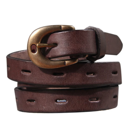 Retro Genuine Leather Western Buckle Belt for Women