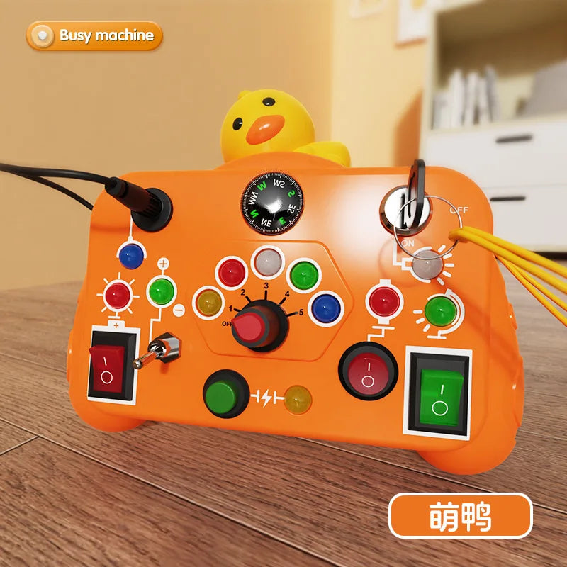 Montessori Busy Board Sensory Cartoon with LED Light Switch