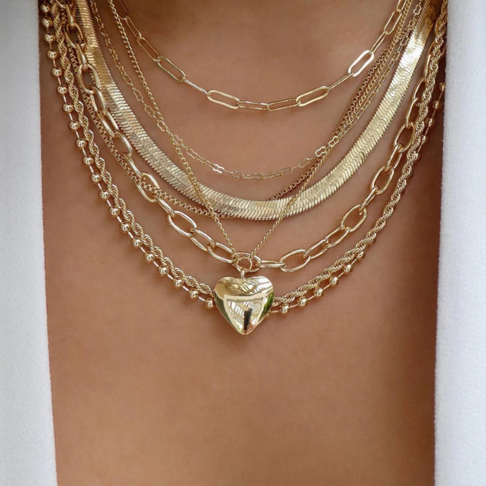 5pcs Simple Braided Bead Chain Necklaces