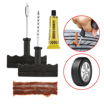 Tubeless Car Tire Repair Tool Kit with Rubber Strips