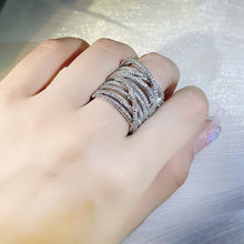 Exaggerated 925 Sterling Silver Stackable Cross Inlaid Full Zircon Ring