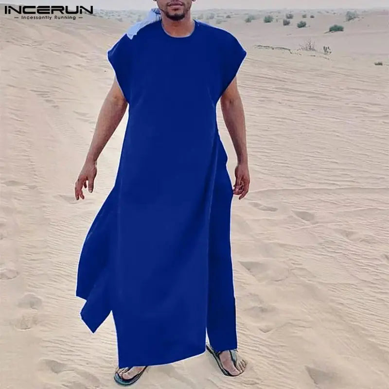 INCERUN Men's Sleeveless Kaftan Jubba Thobe & Pants 2-Piece Set