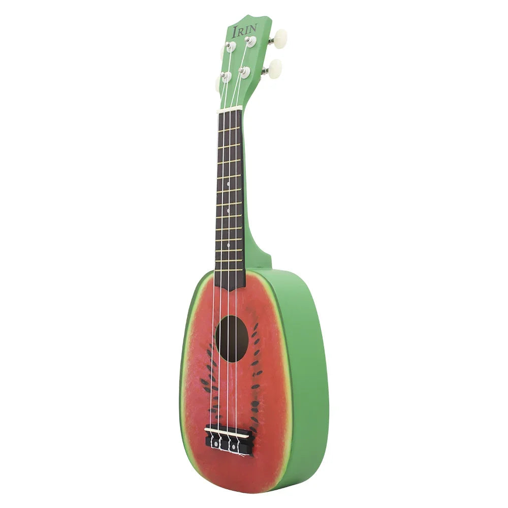 IRIN 21-Inch Hawaiian Fruit Print Soprano Ukulele Starter Kit – 4-String Basswood Mini Guitar with Accessories