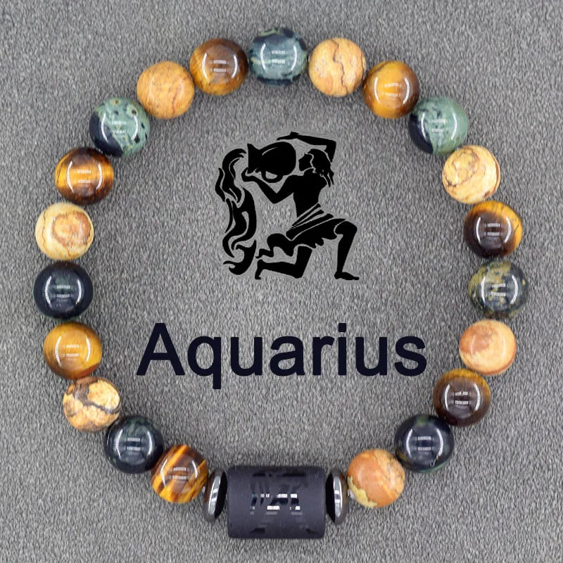 12 Zodiac Sign Constellation Beaded Charm Bracelet