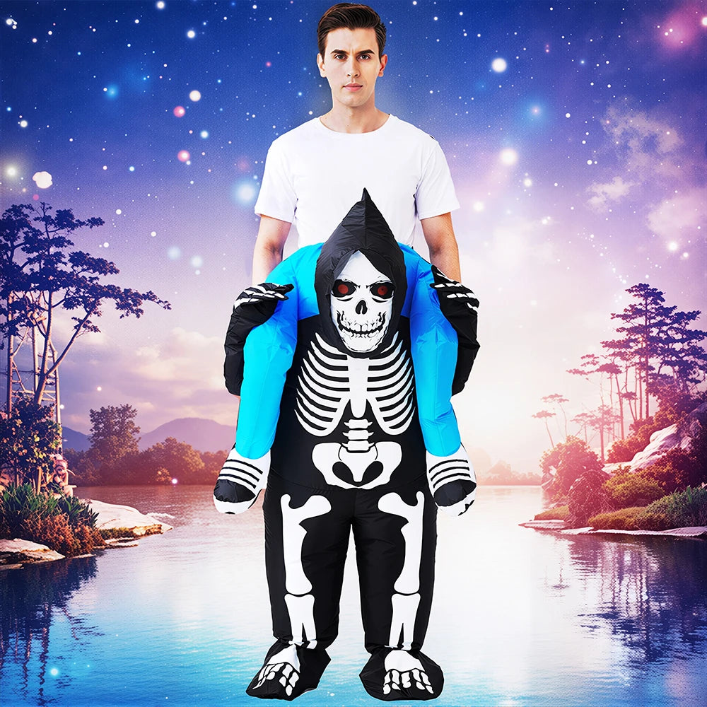 Fancy Funny Mascot Astronaut ET Inflatable Alien Costume Suit - Adult Blow-Up Outfit for Halloween, Purim & Cosplay