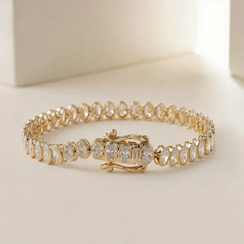7.26 CTW Oval Lab-Grown Diamond Bezel Tennis Bracelet