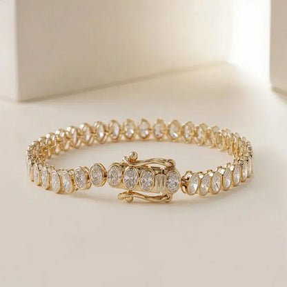 7.26 CTW Oval Lab-Grown Diamond Bezel Tennis Bracelet