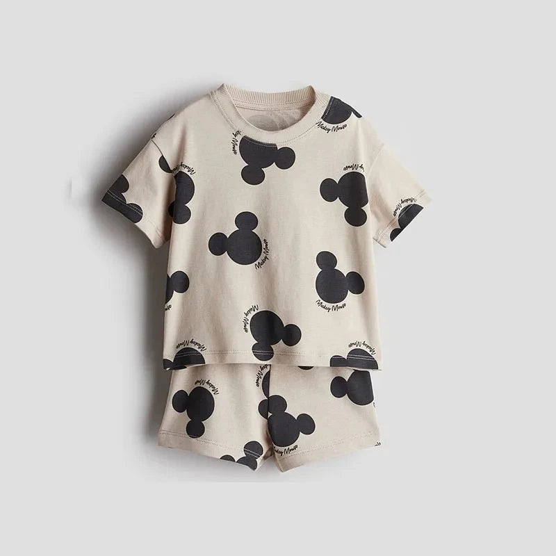 2 Piece Cartoon Print T-shirt and Shorts Set
