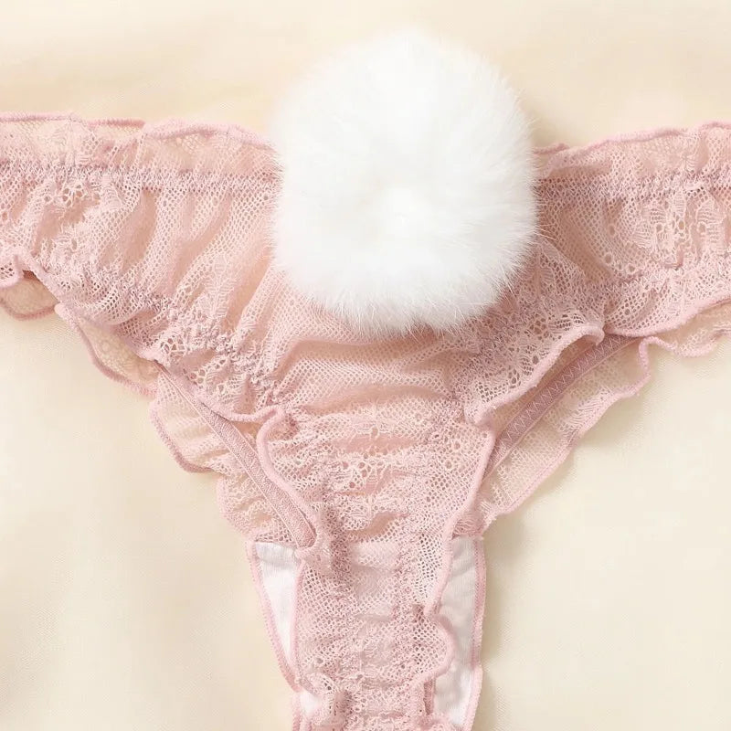 Cotton Rabbit Tail Waist Thongs