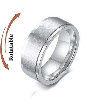 Stainless Steel Fidget Spinner Ring – Anti-Anxiety Stress Relief Band for Men & Women
