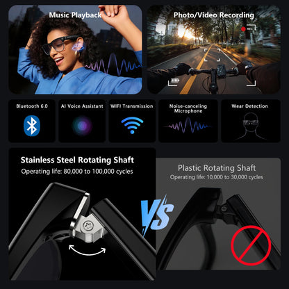 Blackview BV200 Smart AI Glasses with 8MP 4K Camera & AI Translation