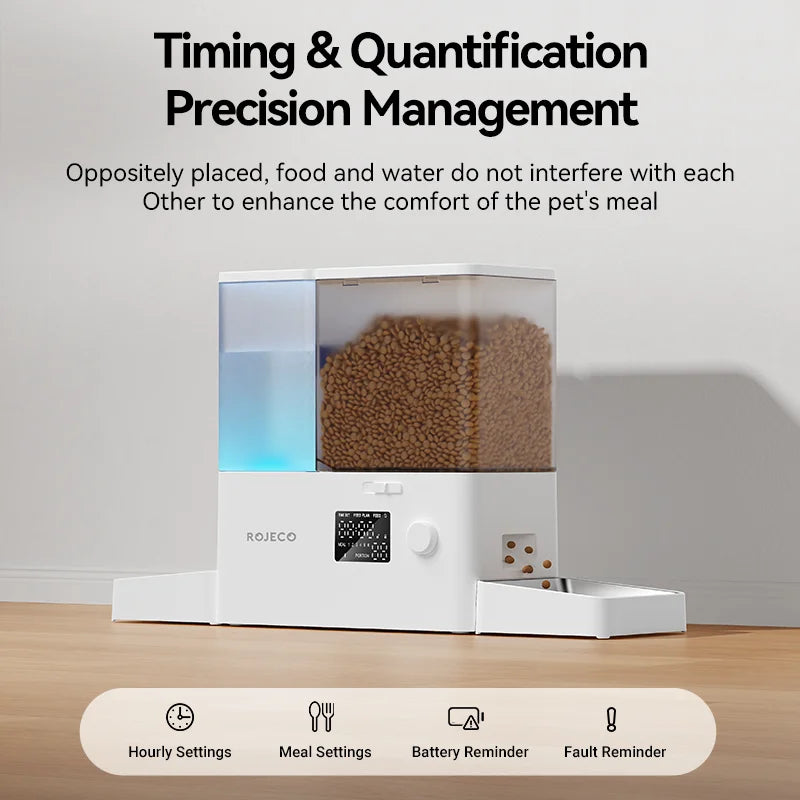 ROJECO 2in1 Automatic Pet Feeder Gravity Water Fountain