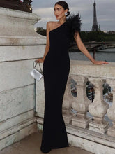Black Sleeveless One Shoulder Elegant Long Dress