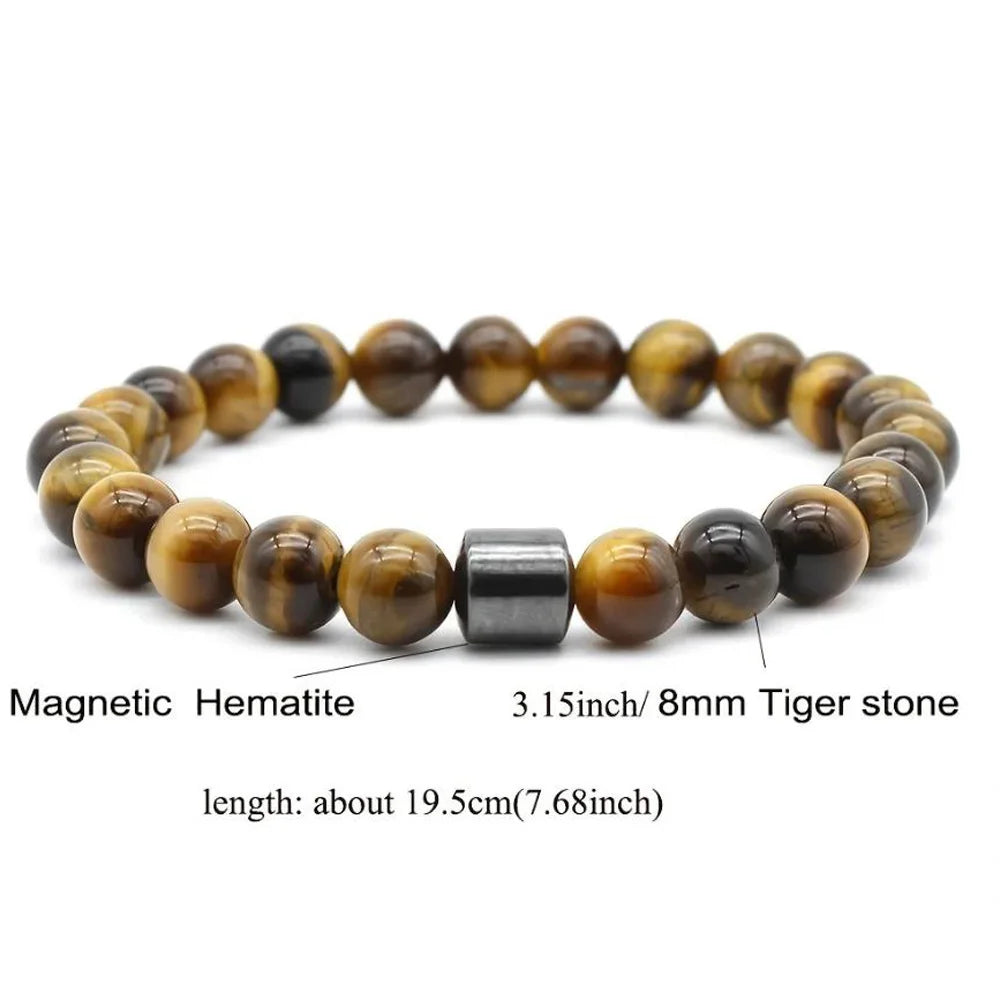 Magnetic Tiger Eye Lava Map Shimmer Malachite Stone Bracelet