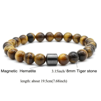 Magnetic Tiger Eye Lava Map Shimmer Malachite Stone Bracelet