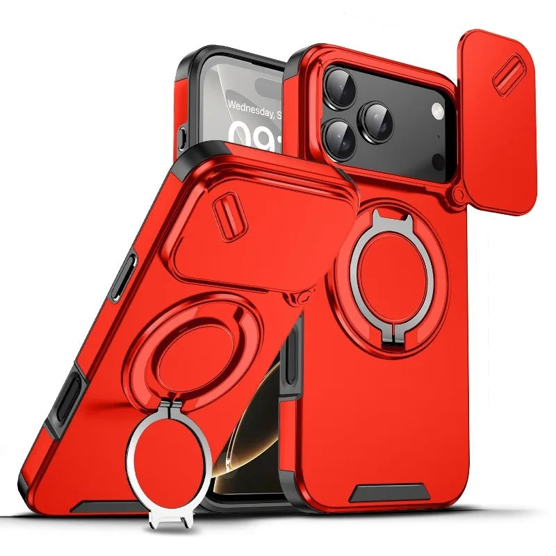 Heavy Duty Rugged Armor Magnetic Bracket Case For iPhone