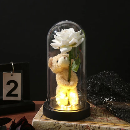 Artificial Eternal Rose LED Light in Glass Cover