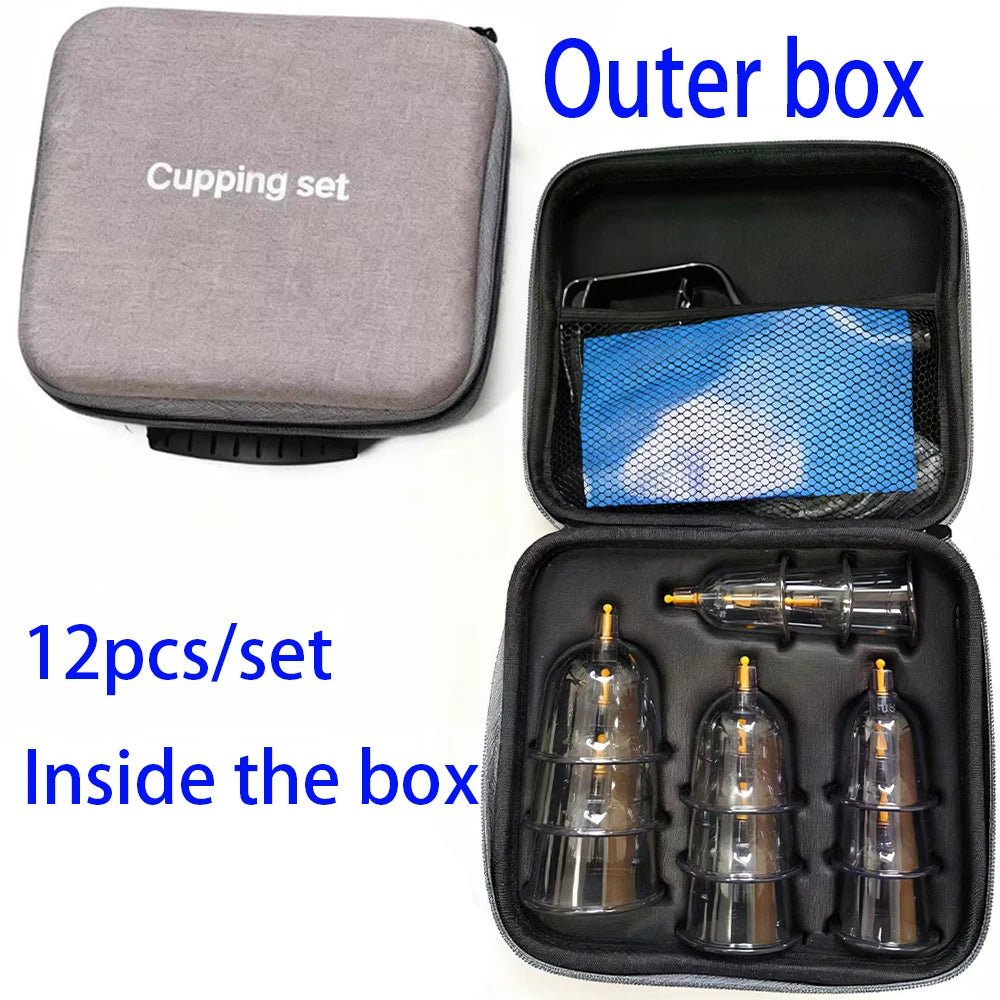 24/12Pcs Cupping Relaxation Set with Hand Pump & Guide