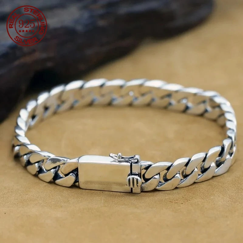 8mm Solid S925 Sterling Silver Chain Bracelet