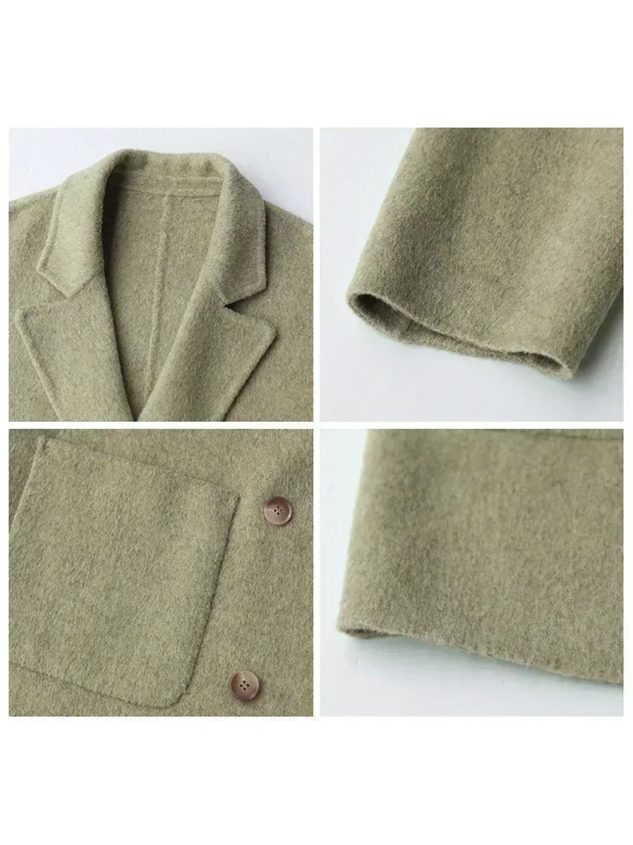 CHIC VEN Loose Double Breasted Retro Double-sided Jacket