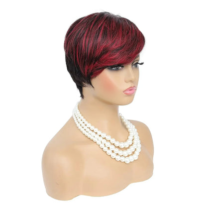 Women's Ombre Red Synthetic Pixie Cut Wig