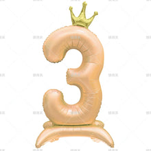42" Colored Number Stand Foil Balloons with Crown Figures